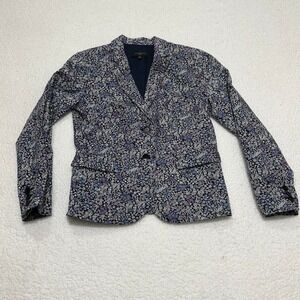 Talbots Petites Blue Floral Cotton Blazer Jacket Size‎ 8P 11/13 CA23147